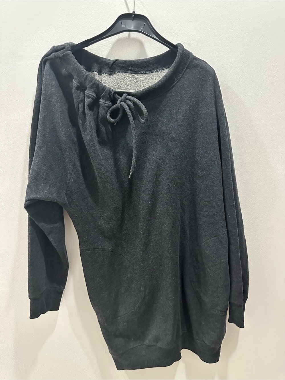 Maison Martin Margiela MM6 Black Drawstring assymetrical Neck Sweatshirt